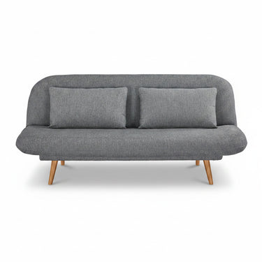 Gray sofa with wooden legs on a white background