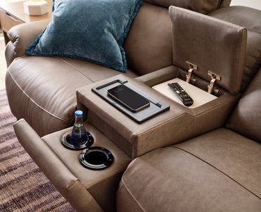 Boston Full Leather Power Recline Home Theater