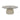 Center table with wide round glass top and glossy pedestal base, light gray-beige