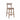 Brown oak barstool with light gray upholstered seat and back, curved footrest