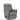 Gray leather rocker recliner with side arm controls and cushioned backrest