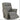 Gray leather rocker recliner with extended ottoman and padded armrests