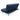 Blue fabric sofabed with tall backrest, tufted seat cushions, and black metal legs