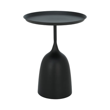 RAVEN side table with round dark tabletop and flared pedestal stand