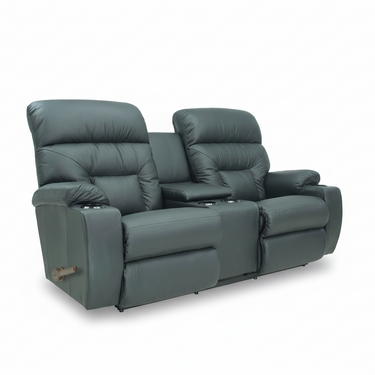 SPECTATOR Leather Motion Reclining Loveseat with Console