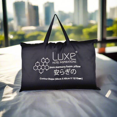 Black LUXE hotel inspirations memory foam pillow bag with carry handles