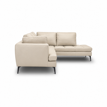 Right sectional sofa with light beige armrest, back cushions, and chaise lounge