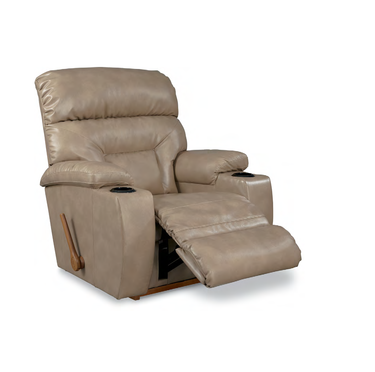 SPECTATOR Leather Rocker Recliner With Cupholder