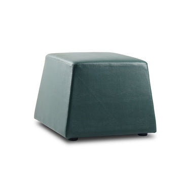 Forest green PVC ottoman cube with padded top and short block feet