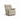 Light beige full-leather rocker recliner with raised headrest and side control lever