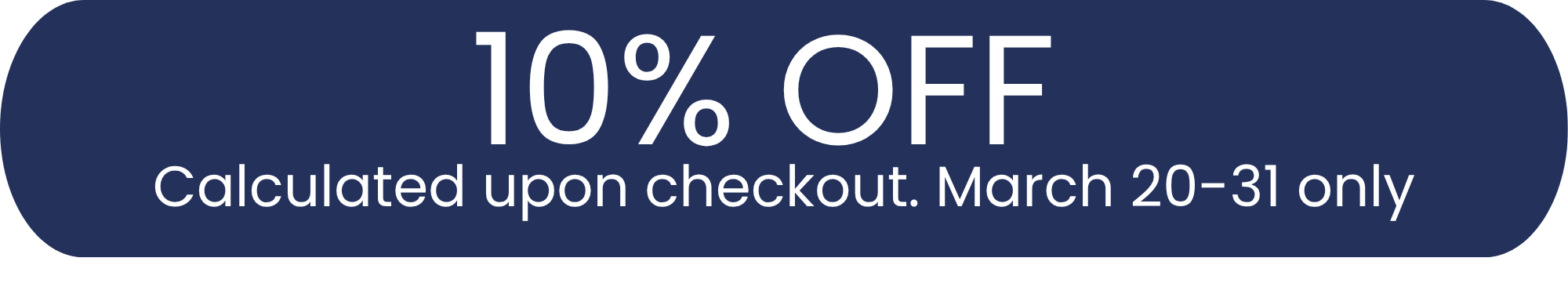 Promotional banner with '10% OFF' discount offer valid from March 20-31 on a blue and green background.