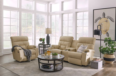 SPECTATOR Leather Motion Reclining Loveseat with Console