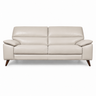 Light beige 3-seater sofa with padded arms, tufted back, wooden legs