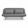Gray sofa with wooden legs on a white background