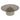 Center table with round glass top and pedestal base, light gray-beige finish