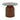 Glass round side table with brown column base and clear center detail
