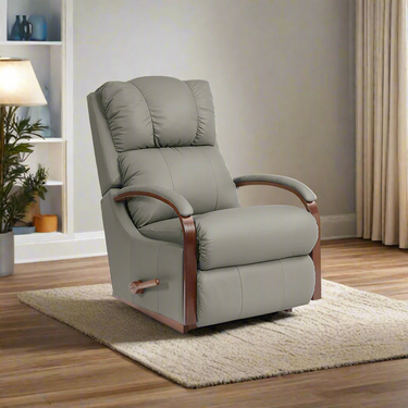 HARBOR TOWN Full Leather Rocker Recliner (Wood)