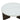 Round nesting table with white marble-look top and dark wood base with tapered legs