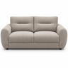 Light beige 2-seater sofa with two seat cushions and padded armrests.