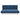 Blue fabric sofabed with tufted backrest panel, split seat, and black metal legs