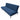 Blue fabric sofabed with tufted seat, wide arm, and black metal legs