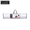 LUXE easy wash bolster pillow with zippered cover, white fabric, cylindrical shape