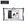 Easy wash queen/standard pillow with microfiber filling, rectangular with black piping