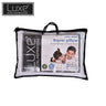 Travel pillow with carry handle, packaged in clear bag, easy-wash cover