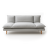 Poppy sofabed with three back cushions and padded seat, light grey, wooden legs