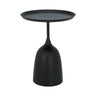 RAVEN side table with round dark tabletop and flared pedestal stand