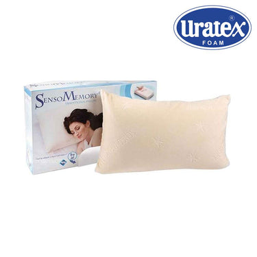 Traditional memory foam pillow with Uratex box, cream
