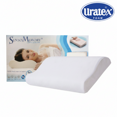 SENSO MEMORY cervical memory foam pillow, white with gray side contour