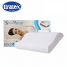 Memory foam cervical pillow with curved neck contour, white cover and gray side