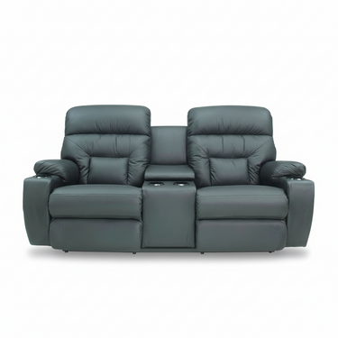 SPECTATOR Leather Motion Reclining Loveseat with Console