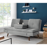 HOLMES sofa bed in mid grey, sofa position with tufted back and thick seat cushions