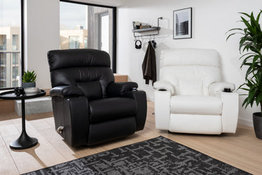 SPECTATOR Leather Rocker Recliner With Cupholder