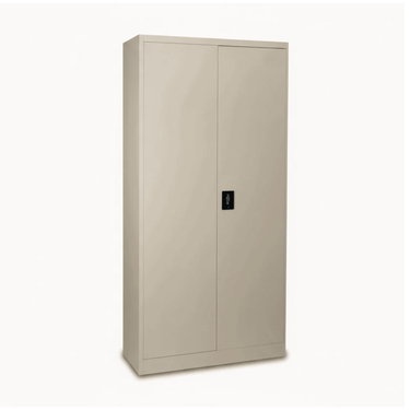 Steel cabinet by SOHO, beige finish with two doors and black handle