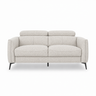 Ivory 2-seater sofa with curved arms, tufted seat cushions, and black tapered legs