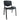Black visitor chair with patterned backrest, curved arms, and four legs