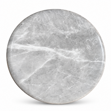 Circular grey felt-textured tabletop surface with subtle linear patterns
